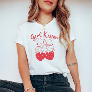 Meisje Kisser Schattigee Coquette Aardbei Lesbisch T-shirt