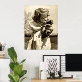 meisje Kisses Puppy Poster (Thuiskantoor)