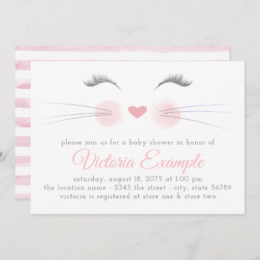 Meisje Kitten Kat Baby shower Kaart (Voorkant / Achterkant)