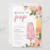 Meisje klaar om Pop Baby shower uitnodiging (Voorkant)