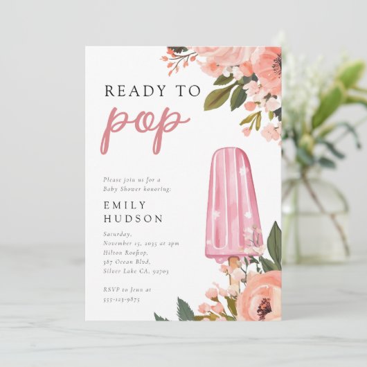 Meisje klaar om Pop Baby shower uitnodiging (Staand voorkant)