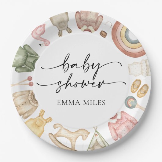 Meisje Kleding Baby shower Papier Borden Papieren Bordje (Voorkant)