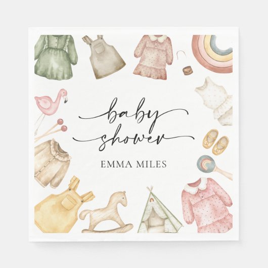 Meisje Kleding Baby shower Servetten (Voorkant)