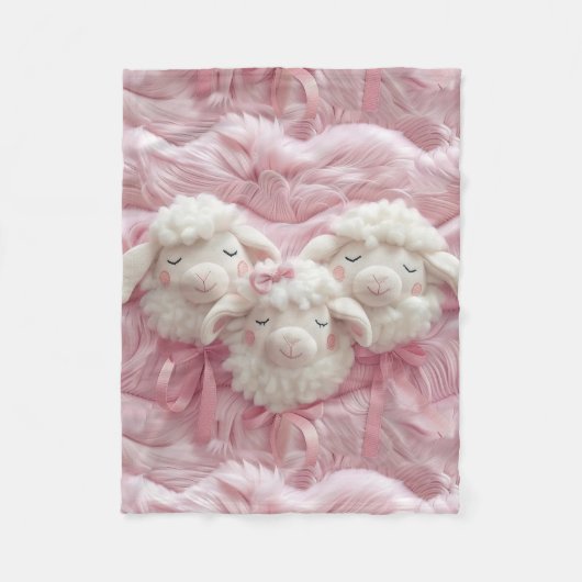 Meisje kleine lam strikken fleece deken (Voorkant)