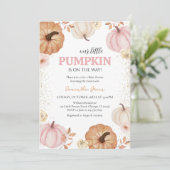 Meisje Kleine Pompoen Baby Shower Kaart (Staand voorkant)