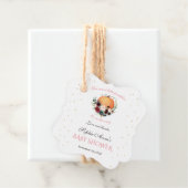 Meisje Kleine Pompoen Burgundy Bloemen Baby Shower Bedankjes Labels (In situ)