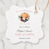 Meisje Kleine Pompoen Burgundy Bloemen Baby Shower Bedankjes Labels (Achterkant)