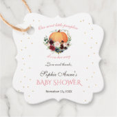 Meisje Kleine Pompoen Burgundy Bloemen Baby Shower Bedankjes Labels (Voorkant)