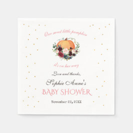 Meisje Kleine Pompoen Burgundy Bloemen Baby Shower Servet