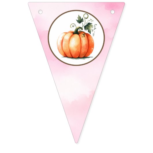 Meisje kleine pompoen verjaardag bunting vlaggetjes (Eerste vlag)