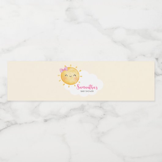 Meisje Kleine Straal van Zonneschijn Baby Shower Waterfles Etiket (Enkel label)