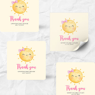 Meisje Kleine Straal Zonneschijn Baby Shower Vierk Vierkante Sticker