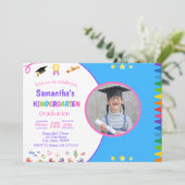 Meisje Kleuterschool Afstudeerfeest Uitnodiging (Staand voorkant)