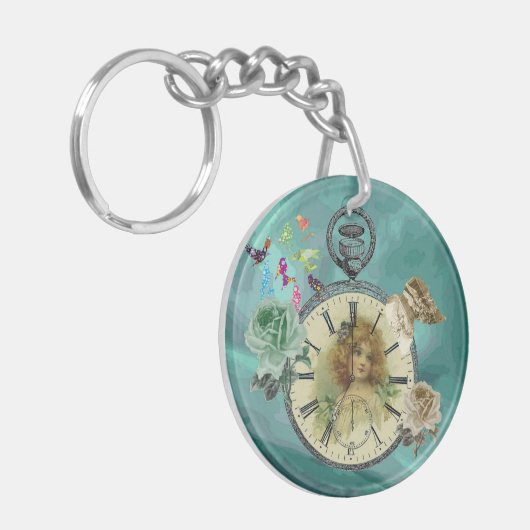  Meisje Klok Klok Kring Sleutelhanger (Voorkant Links)