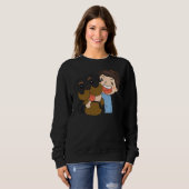 Meisje knuffelen een rottweiler trui (Voorkant volledig)