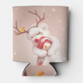 Meisje knuffelen hond in rendieren gewei blikjeskoeler (Voorkant)