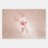Meisje knuffelen hond in rendieren gewei inpakpapier vel (Voorkant 3)