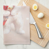 Meisje knuffelen hond in rendieren gewei theedoek (Quarter Fold)