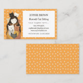 Meisje knuffelen Kittens Schattige kat huisdier en Visitekaartje (Voorkant / Achterkant)