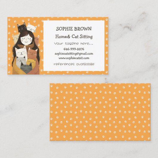 Meisje knuffelen Kittens Schattige kat huisdier en Visitekaartje (Voorkant / Achterkant)