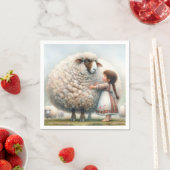 Meisje knuffelen oversized ooi servet (Insitu)