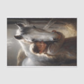 Meisje Knuffelen Witte Paard Decoupage Tissuepapier (Voorkant)