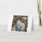 Meisje knuffelhond bedankkaart (Voorkant)