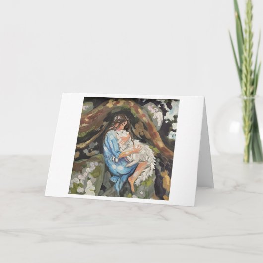 Meisje knuffelhond bedankkaart (Voorkant)