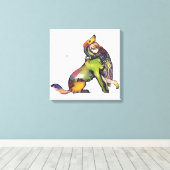 Meisje knuffelhond canvas afdruk (Insitu (Houten vloer))