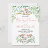 Meisje Koala Struik Baby Douche Uitnodigingen (Voorkant)