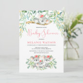 Meisje Koala Struik Baby Douche Uitnodigingen (Staand voorkant)