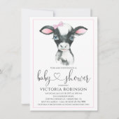 Meisje Koe Boerderij Baby Douche Uitnodigingen (Voorkant)