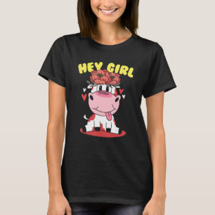 Meisje Koe Cute Boerderij Dier Rundvee Vrouwen T-shirt