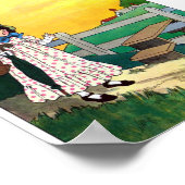 Meisje komt over een kat kunstwerk poster (Hoek)