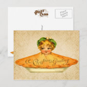 Meisje komt uit kersttaart feestdagenkaart (Voorkant / Achterkant)