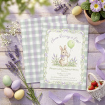 Meisje Konijn 1e Verjaardag, met Lavendel Gingham