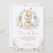 Meisje konijn bloemenfeest bedankkaart (Voorkant)