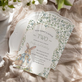 Meisje konijn groen verjaardagsfeest kaart