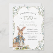 Meisje konijn groen verjaardagsfeest kaart (Voorkant)