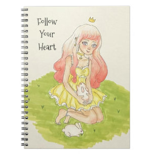 Meisje & Konijn in Venster Sterren Hart Droom Notitieboek