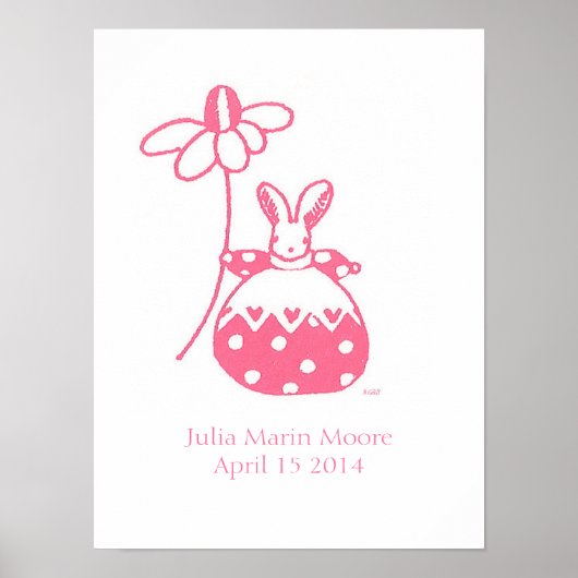 Meisje Konijn verjaardags poster (Voorkant)