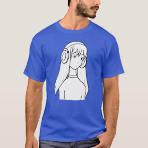 Meisje koptelefoon manga anime retro t-shirt