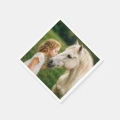 Meisje kust haar paard servet (Hoek)