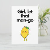 Meisje laat dat man-go-voedsel humor folie opsplit bedankkaart (Staand voorkant)