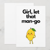 Meisje laat dat man-go-voedsel humor folie opsplit bedankkaart (Voorkant / Achterkant)