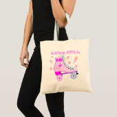 Meisje laat Roll Rolling Skating Retro Neon Roze Tote Bag (Voorkant (product))