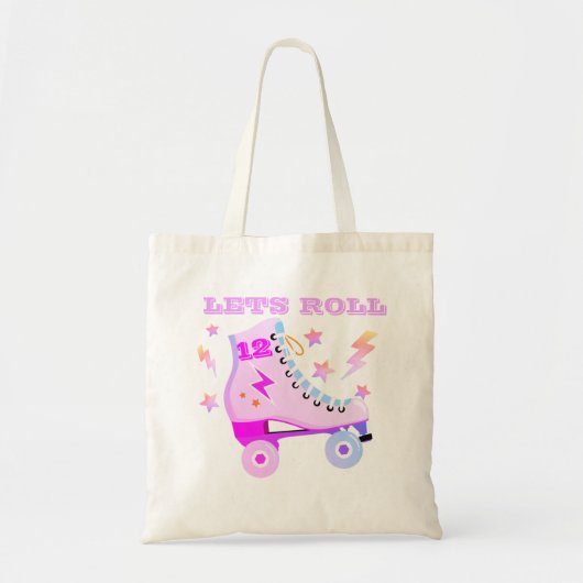 Meisje laat Roll Rolling Skating Retro Neon Roze Tote Bag (Voorkant)