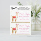 Meisje Lama Luier Raffel Tickets Kaart (Staand voorkant)