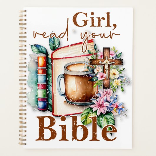 Meisje, lees je Bijbel T-shirt Planner (Voorkant)