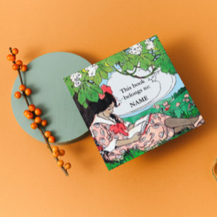 meisje leest boek bord vierkante sticker